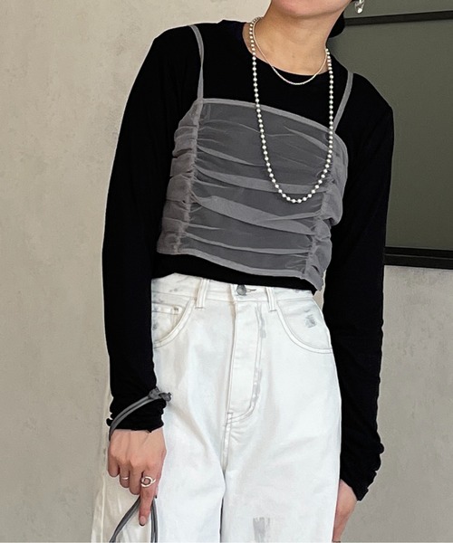Thevon(ゼボン)の「シアービスチェセットTシャツ(Tシャツ/カットソー・レディース・ライトベージュ/ブラック/オフホワイト・FREE)」の14枚目の写真