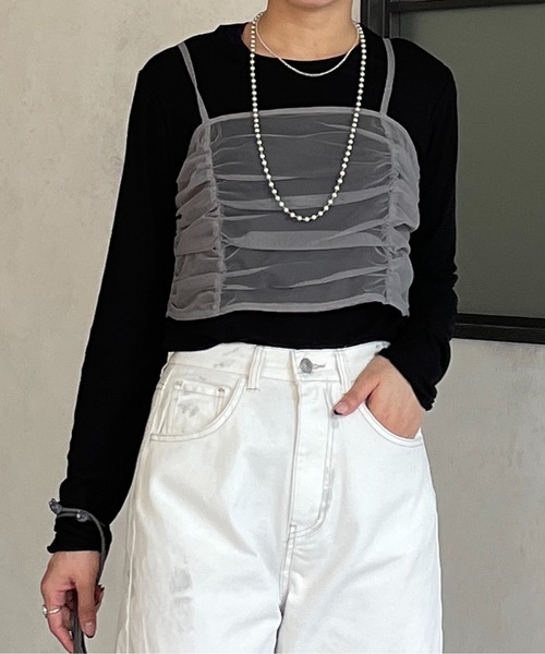 Thevon(ゼボン)の「シアービスチェセットTシャツ(Tシャツ/カットソー・レディース・ライトベージュ/ブラック/オフホワイト・FREE)」の12枚目の写真