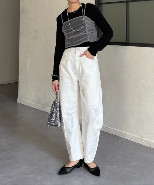 Thevon(ゼボン)の「シアービスチェセットTシャツ(Tシャツ/カットソー・レディース・ライトベージュ/ブラック/オフホワイト・FREE)」の11枚目の写真