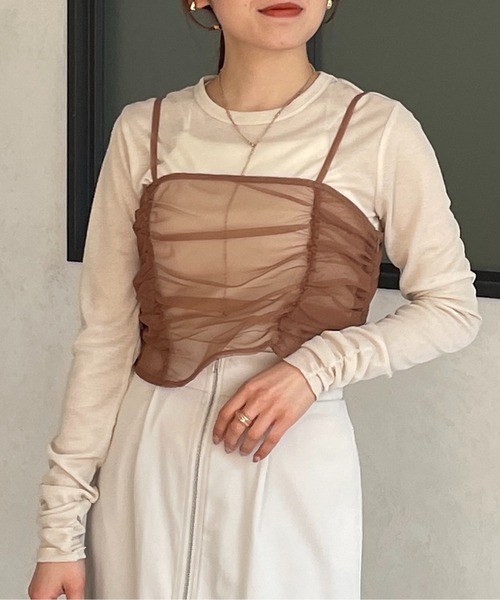 Thevon(ゼボン)の「シアービスチェセットTシャツ(Tシャツ/カットソー・レディース・ライトベージュ/ブラック/オフホワイト・FREE)」の9枚目の写真
