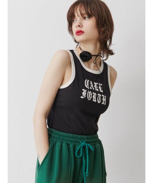 jouetie(ジュエティ)の「リンガーロゴタンクトップ(タンクトップ・レディース・オフホワイト/ブラック/ブルー/その他1・MEDIUM)」の5枚目の写真