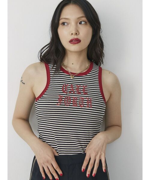 jouetie(ジュエティ)の「リンガーロゴタンクトップ(タンクトップ・レディース・オフホワイト/ブラック/ブルー/その他1・MEDIUM)」の7枚目の写真