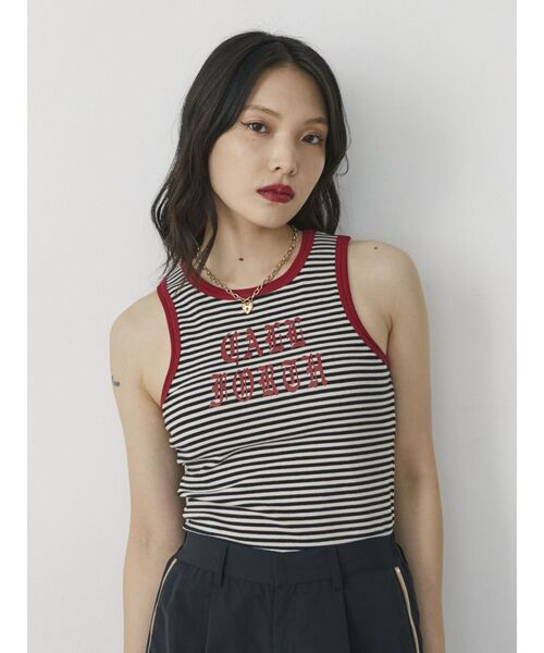 jouetie(ジュエティ)の「リンガーロゴタンクトップ(タンクトップ・レディース・オフホワイト/ブラック/ブルー/その他1・MEDIUM)」の9枚目の写真