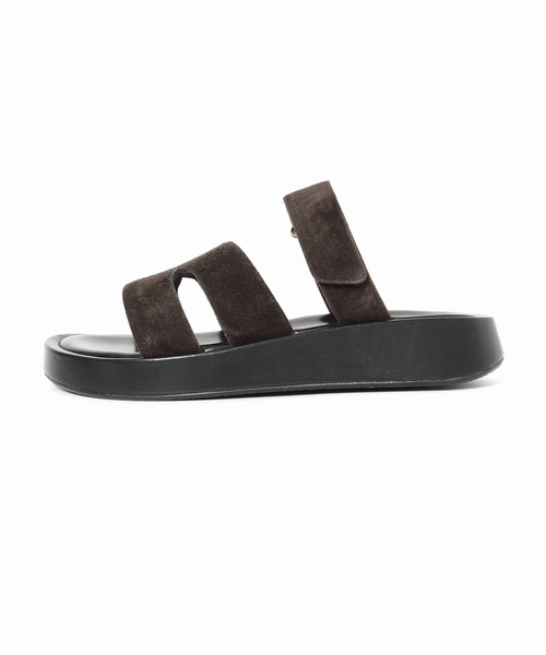 GRISE（グリーズ）の「GRISEレザーアツゾコカットワークミュールサンダル（サンダル・レディース・ベージュ系その他/ブラウン/ブラック×ブラック・MEDIUM/SMALL/X-LARGE/LARGE）」の13枚目の写真