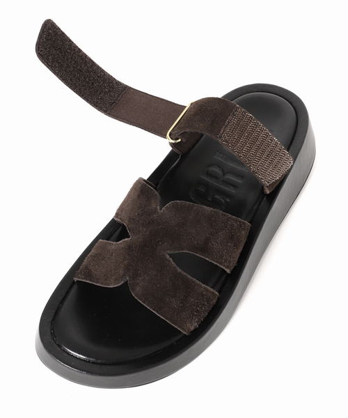 GRISE（グリーズ）の「GRISEレザーアツゾコカットワークミュールサンダル（サンダル・レディース・ベージュ系その他/ブラウン/ブラック×ブラック・MEDIUM/SMALL/X-LARGE/LARGE）」の17枚目の写真