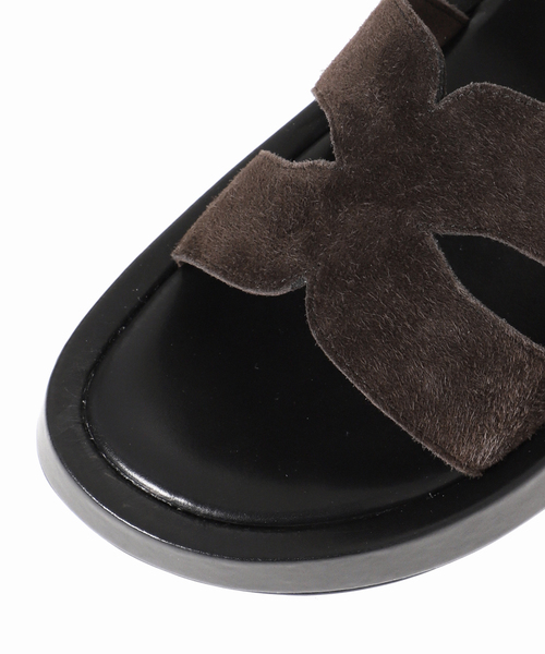 GRISE（グリーズ）の「GRISEレザーアツゾコカットワークミュールサンダル（サンダル・レディース・ベージュ系その他/ブラウン/ブラック×ブラック・MEDIUM/SMALL/X-LARGE/LARGE）」の22枚目の写真