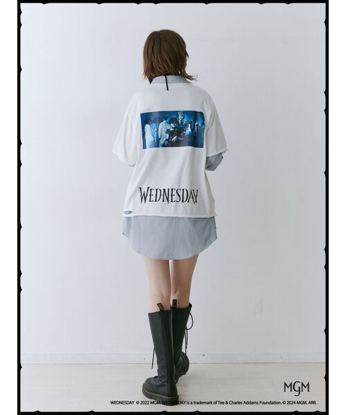 jouetie(ジュエティ)の「Wednesday ダメージフォトBIGTシャツ【コラボ】(Tシャツ/カットソー・レディース・オフホワイト/ブラック・MEDIUM)」の7枚目の写真