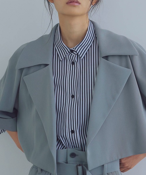 DRESSLAVE(ドレスレイブ)の「minimal trench jacket(ミニマルトレンチジャケット)(その他アウター・レディース・ブラック/グレー・38)」の20枚目の写真
