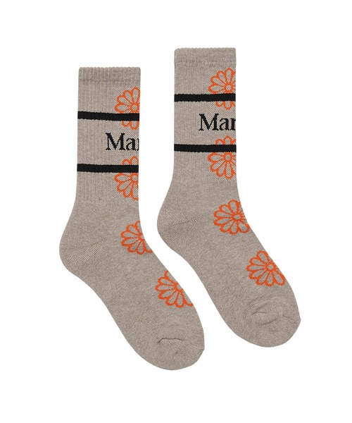 Mardi Mercredi(マルディメクルディ)の「SOCKS FLOS EMOJI(ソックス/靴下・レディース・ダークベージュ/ホワイト/ブラック・FREE)」の3枚目の写真