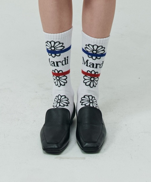 Mardi Mercredi(マルディメクルディ)の「SOCKS FLOS EMOJI(ソックス/靴下・レディース・ダークベージュ/ホワイト/ブラック・FREE)」の6枚目の写真