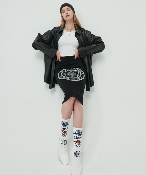 Mardi Mercredi(マルディメクルディ)の「SOCKS FLOS EMOJI(ソックス/靴下・レディース・ダークベージュ/ホワイト/ブラック・FREE)」の9枚目の写真