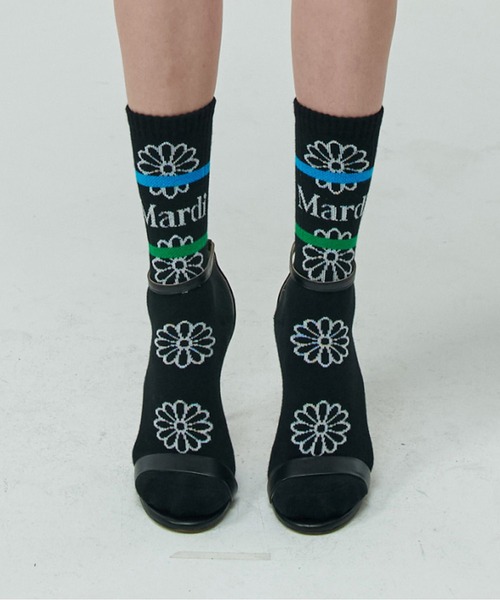 Mardi Mercredi(マルディメクルディ)の「SOCKS FLOS EMOJI(ソックス/靴下・レディース・ダークベージュ/ホワイト/ブラック・FREE)」の13枚目の写真