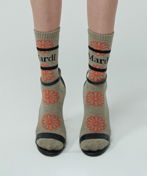 Mardi Mercredi(マルディメクルディ)の「SOCKS FLOS EMOJI(ソックス/靴下・レディース・ダークベージュ/ホワイト/ブラック・FREE)」の18枚目の写真
