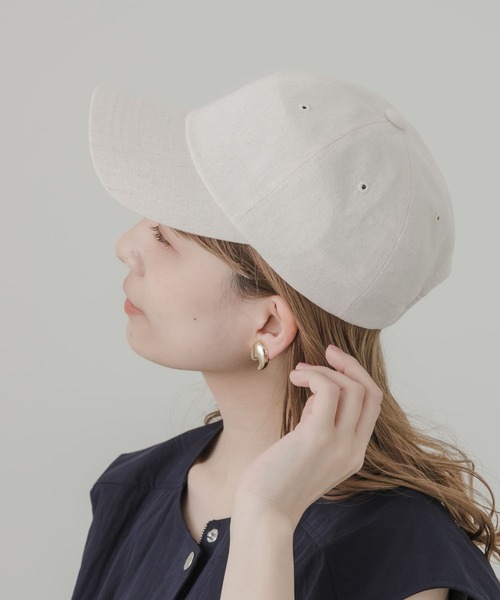 SMELLY（スメリー）の「シンプルリネンキャップ（キャップ・レディース・チャコールグレー/ベージュ/アイボリー・-）」の4枚目の写真