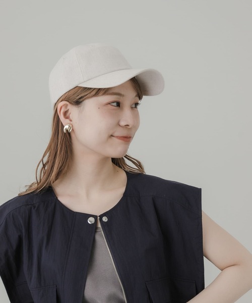 SMELLY（スメリー）の「シンプルリネンキャップ（キャップ・レディース・チャコールグレー/ベージュ/アイボリー・-）」の6枚目の写真