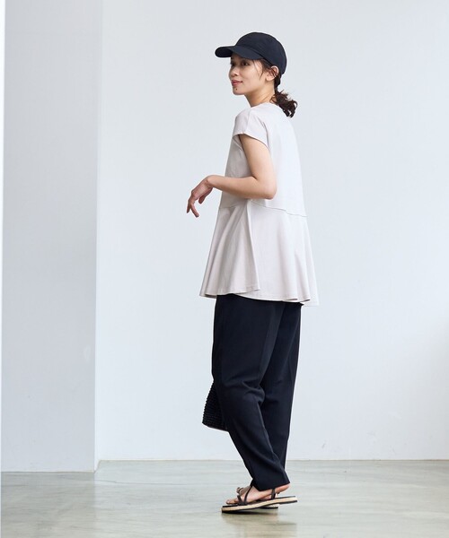 coen(コーエン)の「【RONEL】クリアスムースペプラムフレンチスリーブカットソー(Tシャツ/カットソー・レディース・オフホワイト/ライトグレー/ライトブルー/ブラック・M/S)」の6枚目の写真