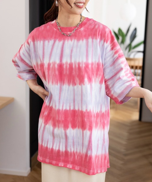 LEPSIM(レプシィム)の「タイダイBIG-T 115172(Tシャツ/カットソー・レディース・レッド/オレンジ/ネイビー・FREE)」の1枚目の写真