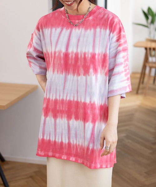 LEPSIM(レプシィム)の「タイダイBIG-T 115172(Tシャツ/カットソー・レディース・レッド/オレンジ/ネイビー・FREE)」の5枚目の写真