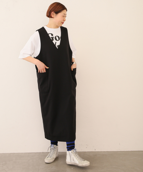 journal standard luxe/ＴツイルVネックワンピース ブラック journal standard luxe/TツイルVネックワンピース ブラック