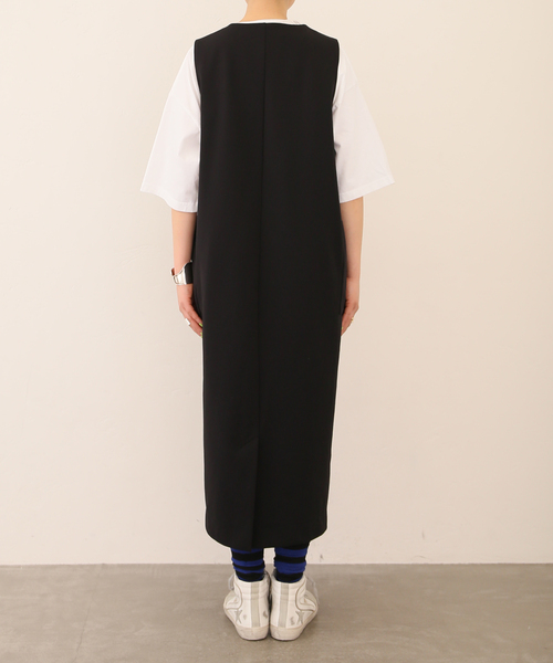 journal standard luxe/ＴツイルVネックワンピース ブラック journal standard luxe/TツイルVネックワンピース ブラック journal