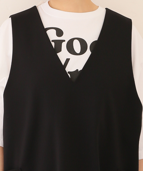 journal standard luxe/ＴツイルVネックワンピース ブラック journal standard luxe ツイルVネックワンピース