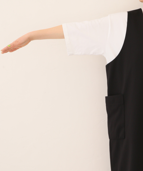 journal standard luxe/ＴツイルVネックワンピース ブラック JOURNAL STANDARD LUXE（ジャーナルスタンダード ラックス）の