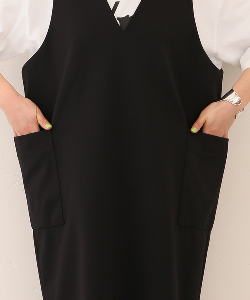 journal standard luxe/ＴツイルVネックワンピース ブラック journal standard luxe/TツイルVネックワンピース ブラック