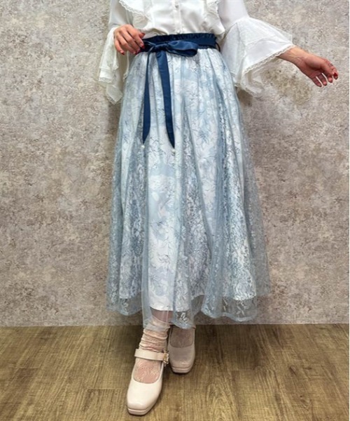 【セール】線画花柄レイヤードスカート（スカート）｜axes femme（アクシーズファム）