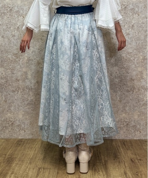 【セール】線画花柄レイヤードスカート（スカート）｜axes femme（アクシーズファム）