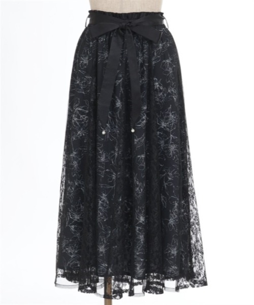 【セール】線画花柄レイヤードスカート（スカート）｜axes femme（アクシーズファム）