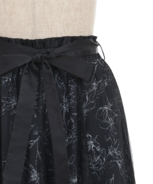 【セール】線画花柄レイヤードスカート（スカート）｜axes femme（アクシーズファム）