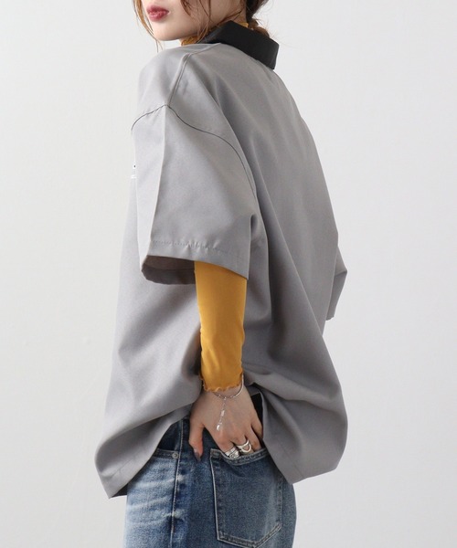 Courreges ✨美品✨ ハーフジップ 長袖 トップス ロゴ ワッペン 38 ワッペン刺繍プリントハーフジップ。※色によって価格が異なり