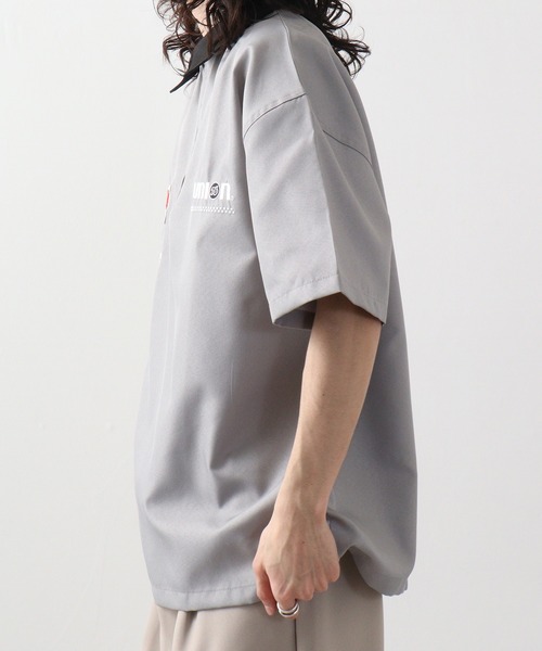 セール】76Lubricants ルーズサイズ ハーフジップ ロゴ刺繍ワッペン