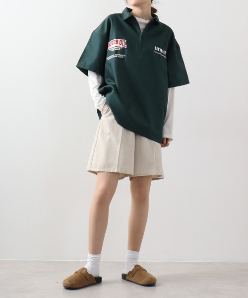 セール】76Lubricants ルーズサイズ ハーフジップ ロゴ刺繍ワッペン