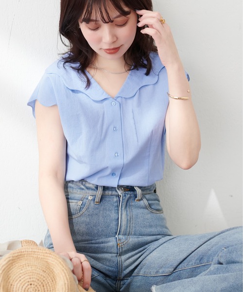 すい様❤️natural couture 完売 ゆるスカラップレトロブラウス WEB限定】ゆるスカラップレトロブラウス | natural couture