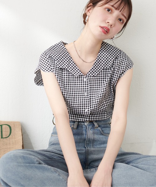 natural couture(ナチュラルクチュール)の「【WEB限定】ゆるスカラップレトロブラウス(シャツ/ブラウス・レディース・オフホワイト/ブラック/サックスブルー/その他2/その他1・FREE)」の19枚目の写真