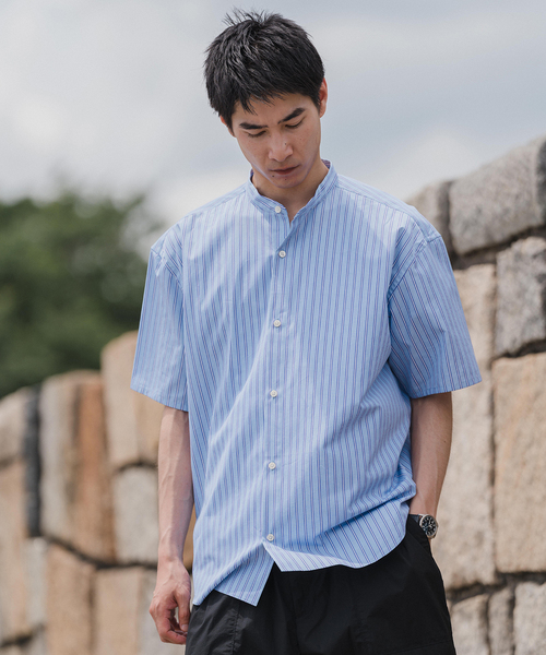 EDIFICE（エディフィス）の「【THOMAS MASON】オーバーサイズ バンドカラー 半袖シャツ（シャツ/ブラウス・メンズ・パープル/ネイビー/ダークブルー/ブルー系その他/ホワイト/グリーン・MEDIUM/SMALL/LARGE）」の15枚目の写真