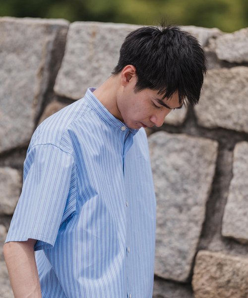 EDIFICE（エディフィス）の「【THOMAS MASON】オーバーサイズ バンドカラー 半袖シャツ（シャツ/ブラウス・メンズ・パープル/ネイビー/ダークブルー/ブルー系その他/ホワイト/グリーン・MEDIUM/SMALL/LARGE）」の18枚目の写真