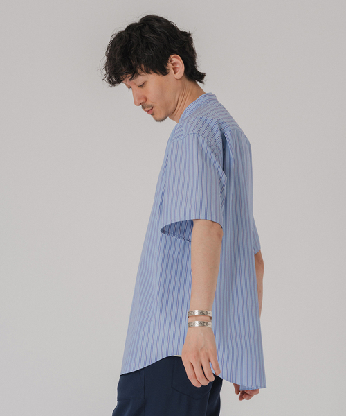 EDIFICE（エディフィス）の「【THOMAS MASON】オーバーサイズ バンドカラー 半袖シャツ（シャツ/ブラウス・メンズ・パープル/ネイビー/ダークブルー/ブルー系その他/ホワイト/グリーン・MEDIUM/SMALL/LARGE）」の10枚目の写真