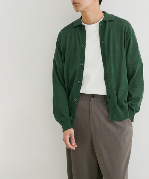 セール】【mens】リネンライクニットポロカーディガン（カーディガン