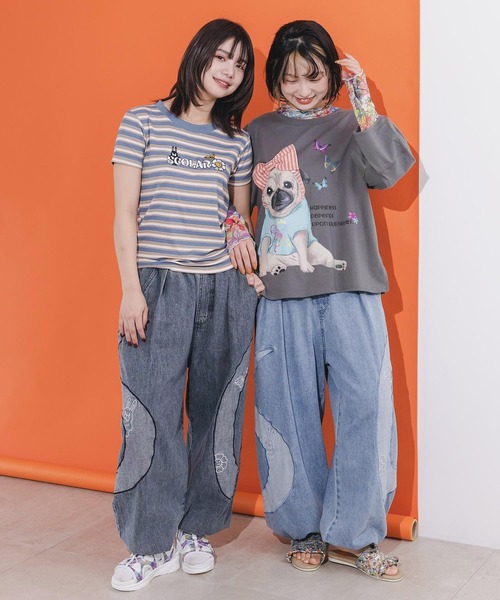 ScoLar（スカラー）の「142603：ロゴアップリケデニムパンツ（デニム