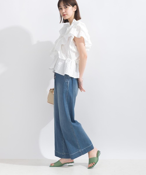 PICCIN(ピッチン)の「【WEB限定】シアサッカーラッフルブラウス(シャツ/ブラウス・レディース・オフホワイト/ピンク/ブラック・L/M)」の10枚目の写真