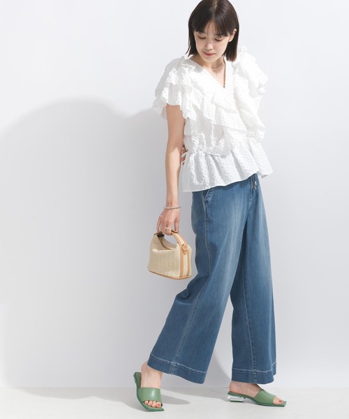 PICCIN(ピッチン)の「【WEB限定】シアサッカーラッフルブラウス(シャツ/ブラウス・レディース・オフホワイト/ピンク/ブラック・L/M)」の12枚目の写真