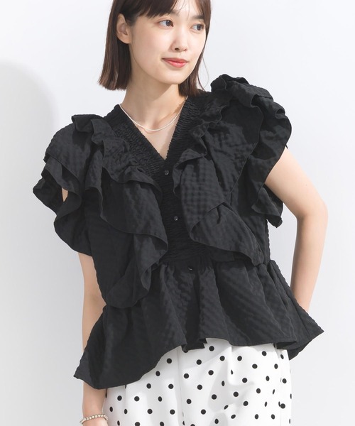 PICCIN(ピッチン)の「【WEB限定】シアサッカーラッフルブラウス(シャツ/ブラウス・レディース・オフホワイト/ピンク/ブラック・L/M)」の13枚目の写真