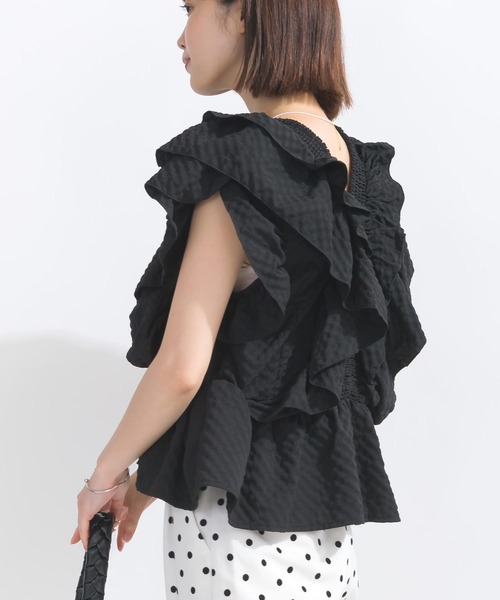 PICCIN(ピッチン)の「【WEB限定】シアサッカーラッフルブラウス(シャツ/ブラウス・レディース・オフホワイト/ピンク/ブラック・L/M)」の14枚目の写真