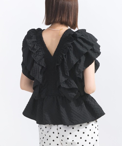 PICCIN(ピッチン)の「【WEB限定】シアサッカーラッフルブラウス(シャツ/ブラウス・レディース・オフホワイト/ピンク/ブラック・L/M)」の15枚目の写真