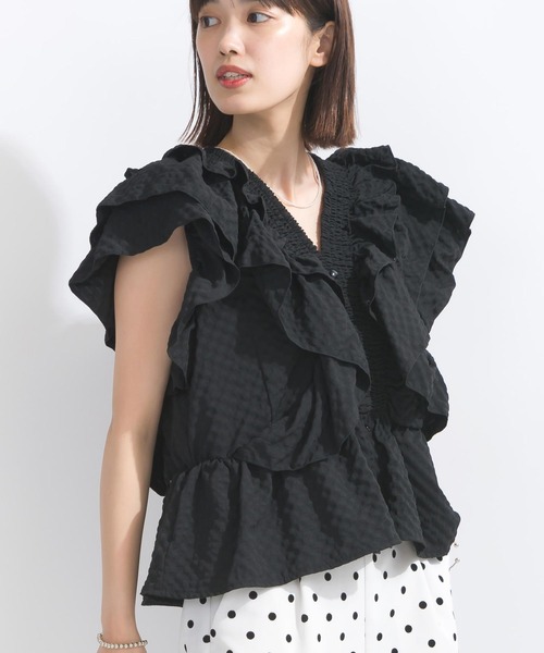 PICCIN(ピッチン)の「【WEB限定】シアサッカーラッフルブラウス(シャツ/ブラウス・レディース・オフホワイト/ピンク/ブラック・L/M)」の16枚目の写真