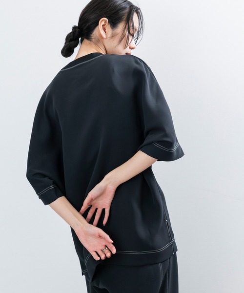 JUNRED（ジュンレッド）の「【 セットアップ対応 】ステッチワークドルマンTシャツ（Tシャツ/カットソー・メンズ・ブラック/オリーブ/ライトグレー・L/M/S）」の16枚目の写真