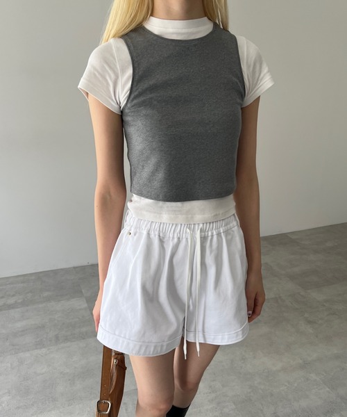 GIUNON（ジウノン）の「denim short pants / デニムショートパンツ（デニムパンツ・レディース・ホワイト/ネイビー・FREE）」の6枚目の写真