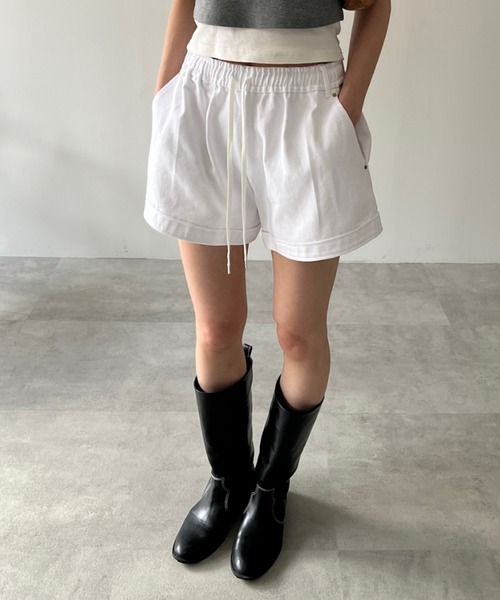 GIUNON（ジウノン）の「denim short pants / デニムショートパンツ（デニムパンツ・レディース・ホワイト/ネイビー・FREE）」の7枚目の写真